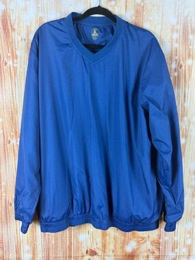 PGA Tour Blue Pullover Windshirt with Lime Trim